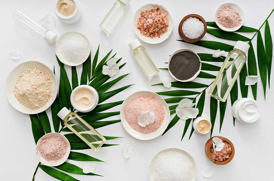 natural-cosmetics-industry spread of natural skincare and cosmetics