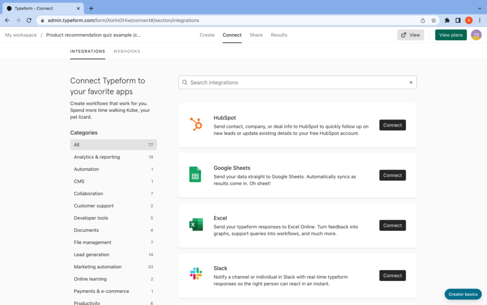 connect lead information to your integrations from typeform