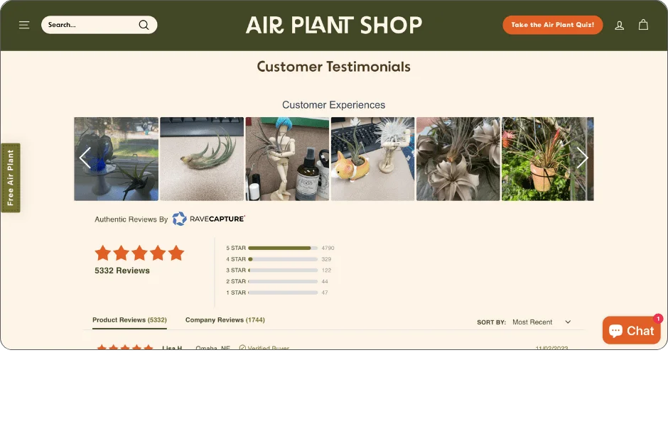 AirPlantShop_Testimonials2 airplantshop testimonials screen