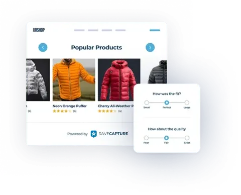 apparel and fashion fit questions apparel brand store page showing visual gallery and survey